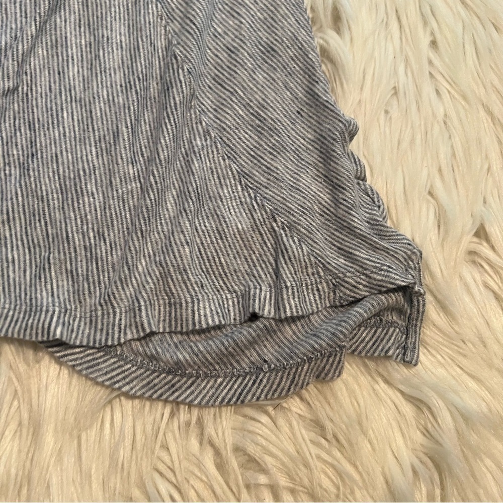 Sigrid Olsen V-Neck Linen Tank Top White Blue Stripes - Picture 6 of 10